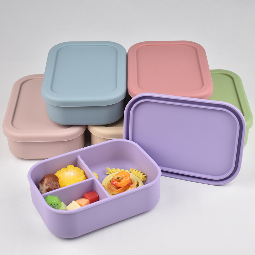 Meal Prep List - 3つのコンパートメントに分かれた食品グレードシリコン製弁当箱 - 水漏れ防止、電子レンジ対応、環境に優しい子供と大人のための食事準備容器