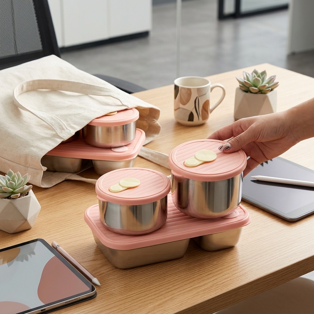 Meal Prep List - 電子レンジ対応 304ステンレス製ランチボックスセット 弁当箱 食事準備用食品保存容器 子供 大人
