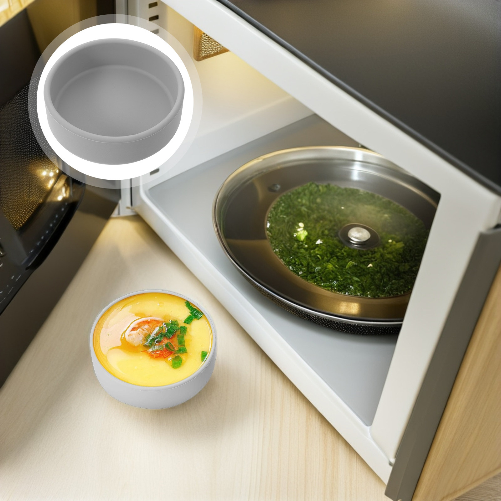 Meal Prep Healthy Breakfast - 3個入りシリコンエアフライヤー用エッグモールド、ノンスティック個別エッグバイトメーカー、朝食の準備、健康的な調理、ベーキング、電子レンジ用