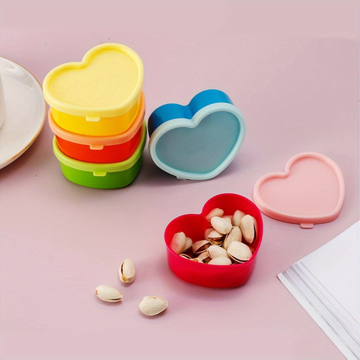 Salad Container Jar - 5 個ミニランチボックス調味料収納ボックス蓋付き再利用可能なサラダドレッシングジャム容器ポータブルナッツスナックキッチン収納