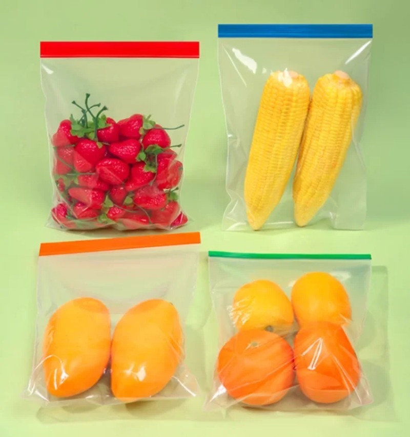 Meal Prep Ziplock - カラフルな透明PEジッパー保存袋 - 肉、野菜、コーヒー、スナック、食事の準備用の再利用可能な食品保存袋