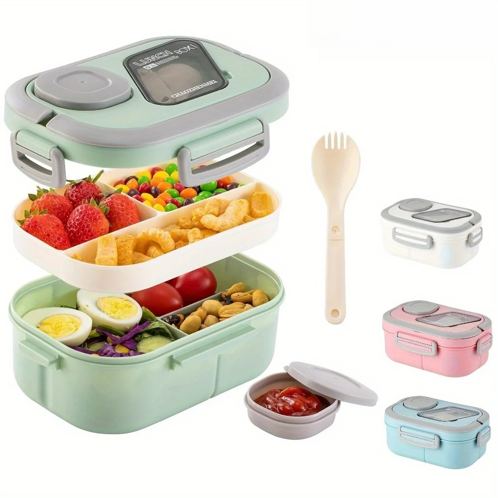 Salad Container Jar - 弁当箱 サラダ容器 大容量 サラダボウル 再利用可能なフォーク内蔵 断熱