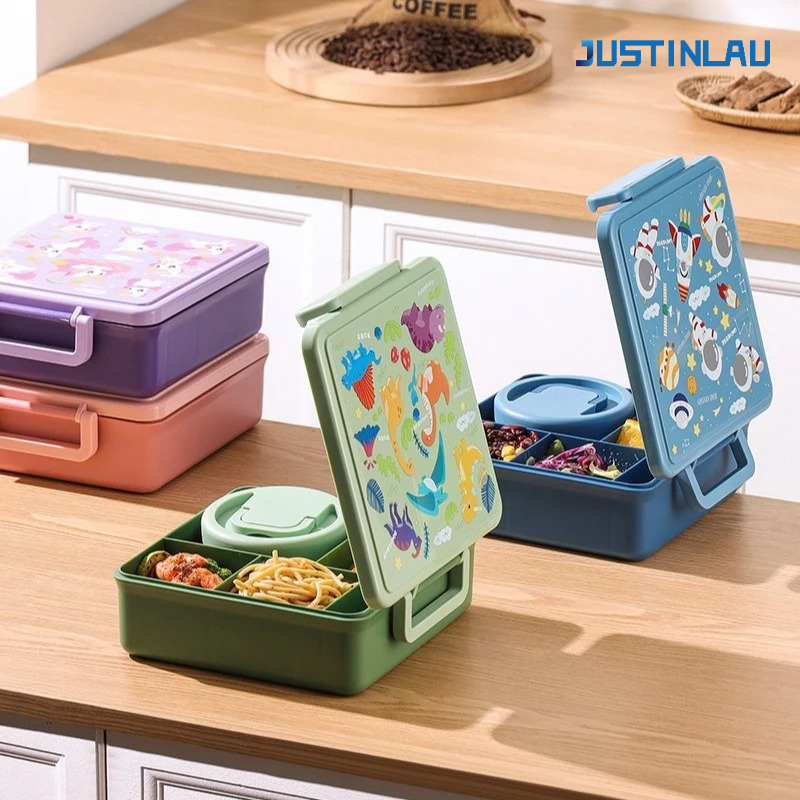 Salad Container Jar - ランチボックス 漫画フルーツサラダ弁当箱 食器付き 子供用 ポータブル 学生