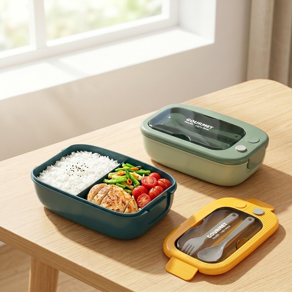 Meal Prep List - 電子レンジ対応プラスチック製弁当箱 2コンパートメント漏れ防止ランチボックス カトラリー付き 大人と子供向けの食事準備用食品保存容器