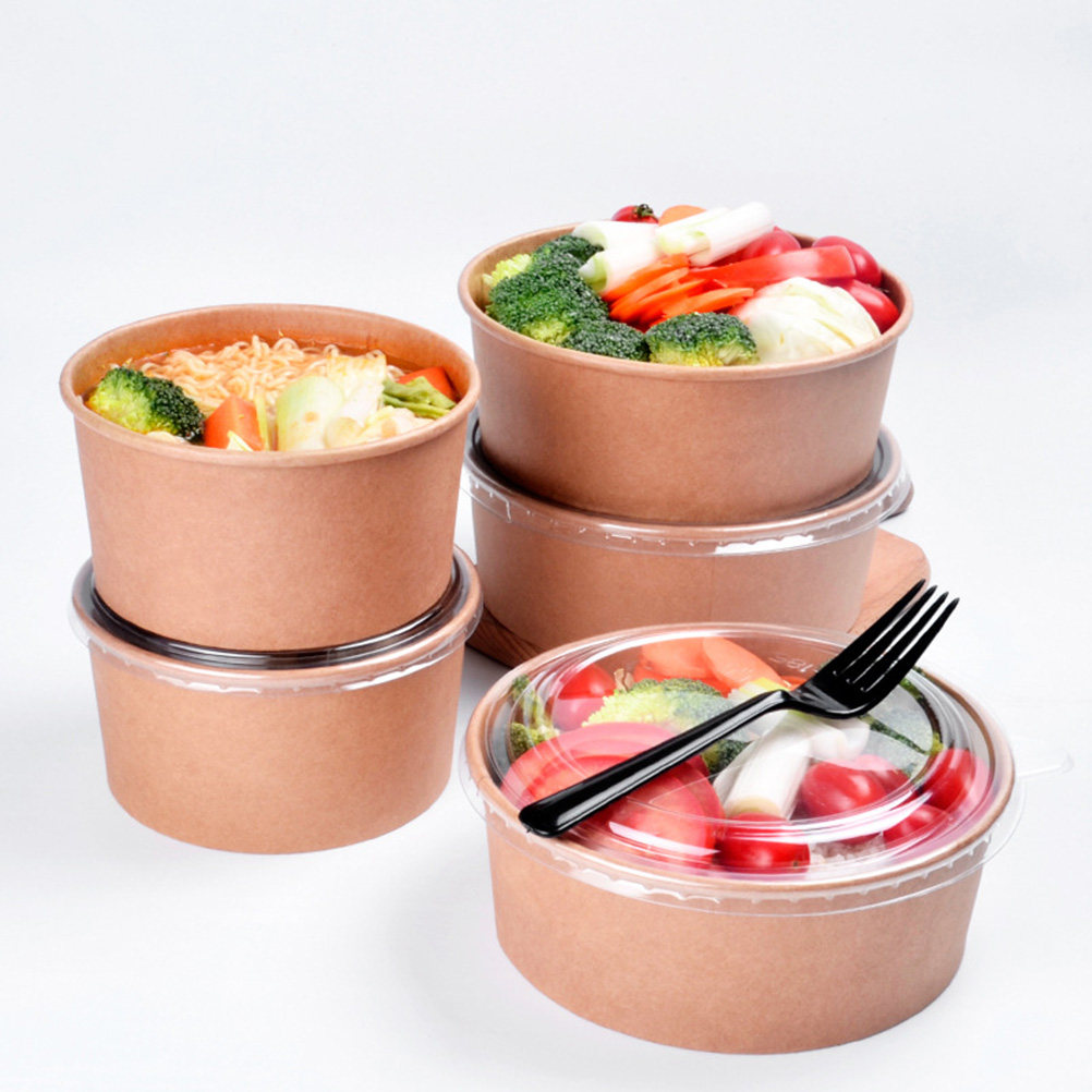 Meal Prep Bowl - 20個入りクラフト紙ボウル、漏れ防止使い捨てサラダボウル、食品容器、食事準備用丸型持ち帰りボックス、パーティー用ギフト、16オンス