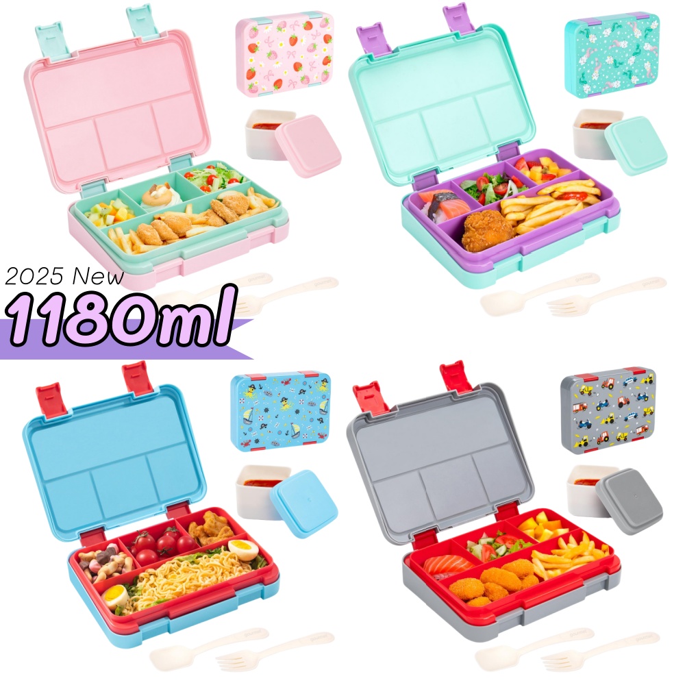 Meal Prep List - 40オンス漫画柄弁当箱セット、漏れ防止、取り外し可能な仕切り、学校、オフィス、ピクニック、食品、スナックの準備用ミールコンテナ