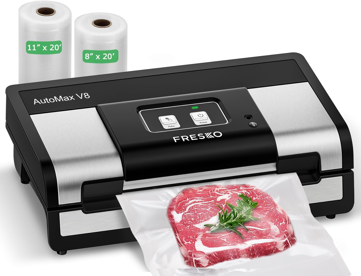Meal Prep Bulking - 自動食品真空シーラー、ハンズフリーで50袋を20分で密封、強力な吸引力、食事の準備、大量保存、内蔵カッター付き