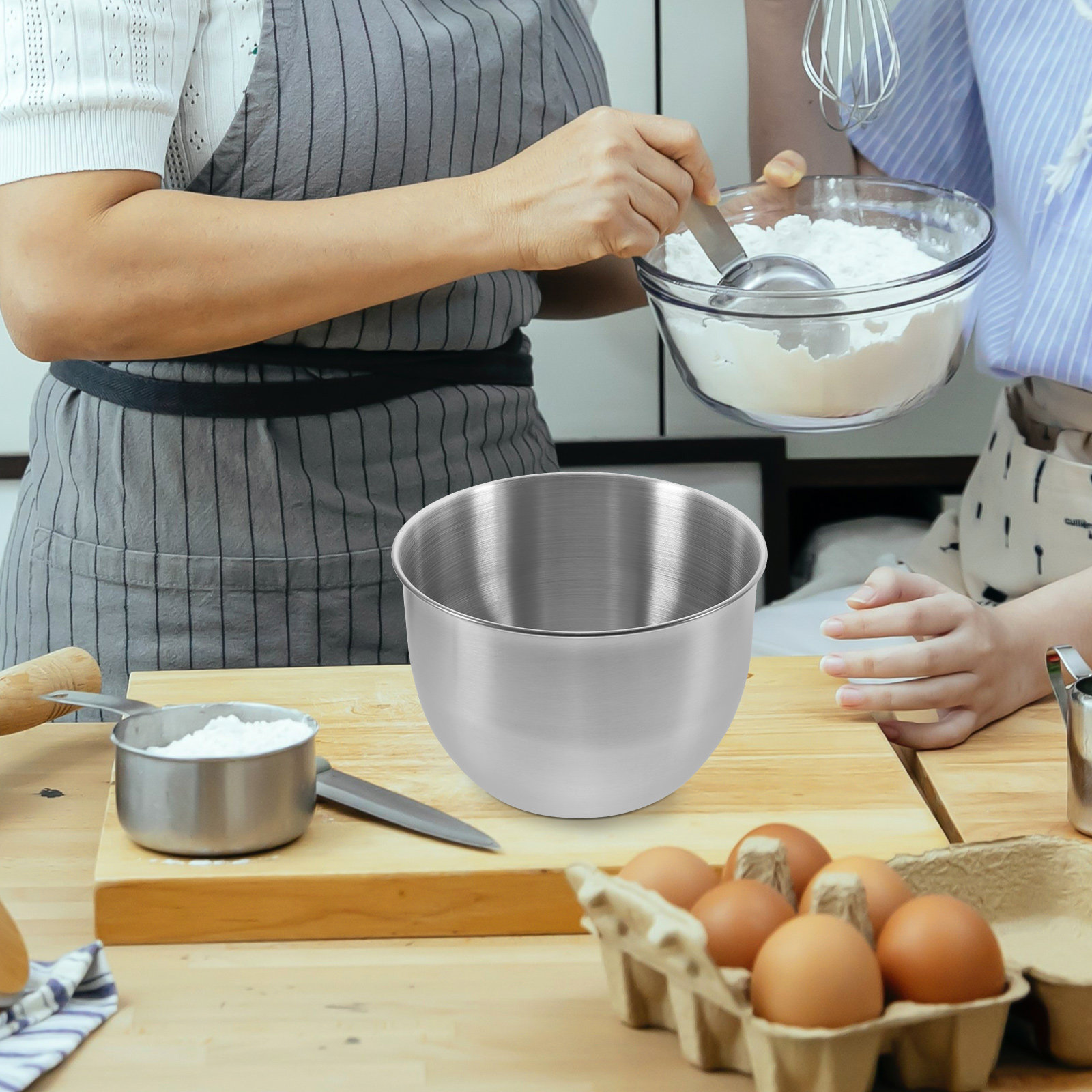 Meal Prep Bowl - 深型ステンレス製ミキシングボウル、厚い金属製キッチンボウル、ベーキング、調理、生地、サラダ、食事の準備、食品保存、マリネ用