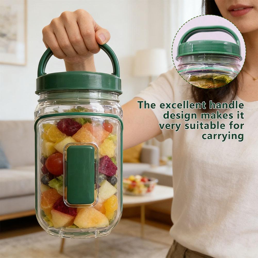 ポータブルサラダコンテナジャー フォークとドレッシング層付き - Salad Container Jar のレビューと価格