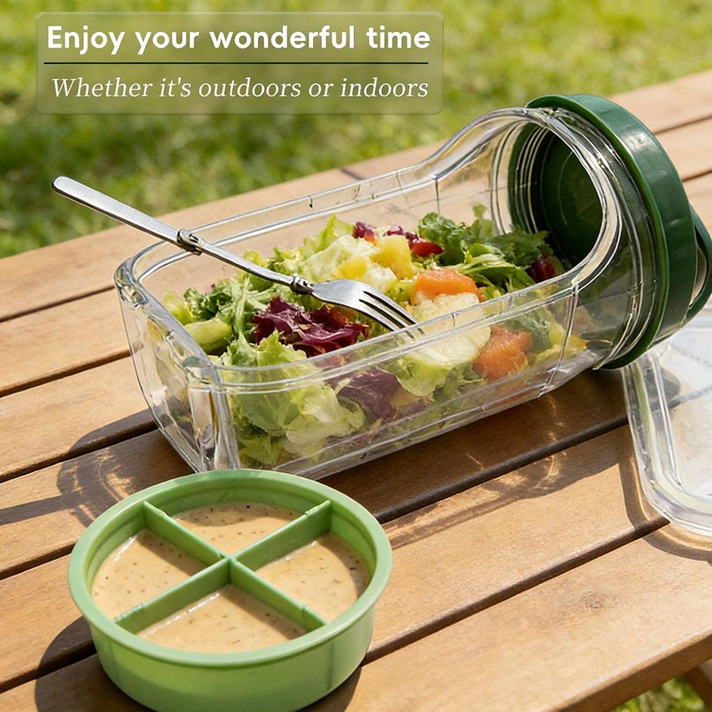 ポータブルサラダコンテナジャー フォークとドレッシング層付き - Salad Container Jar のレビューと価格