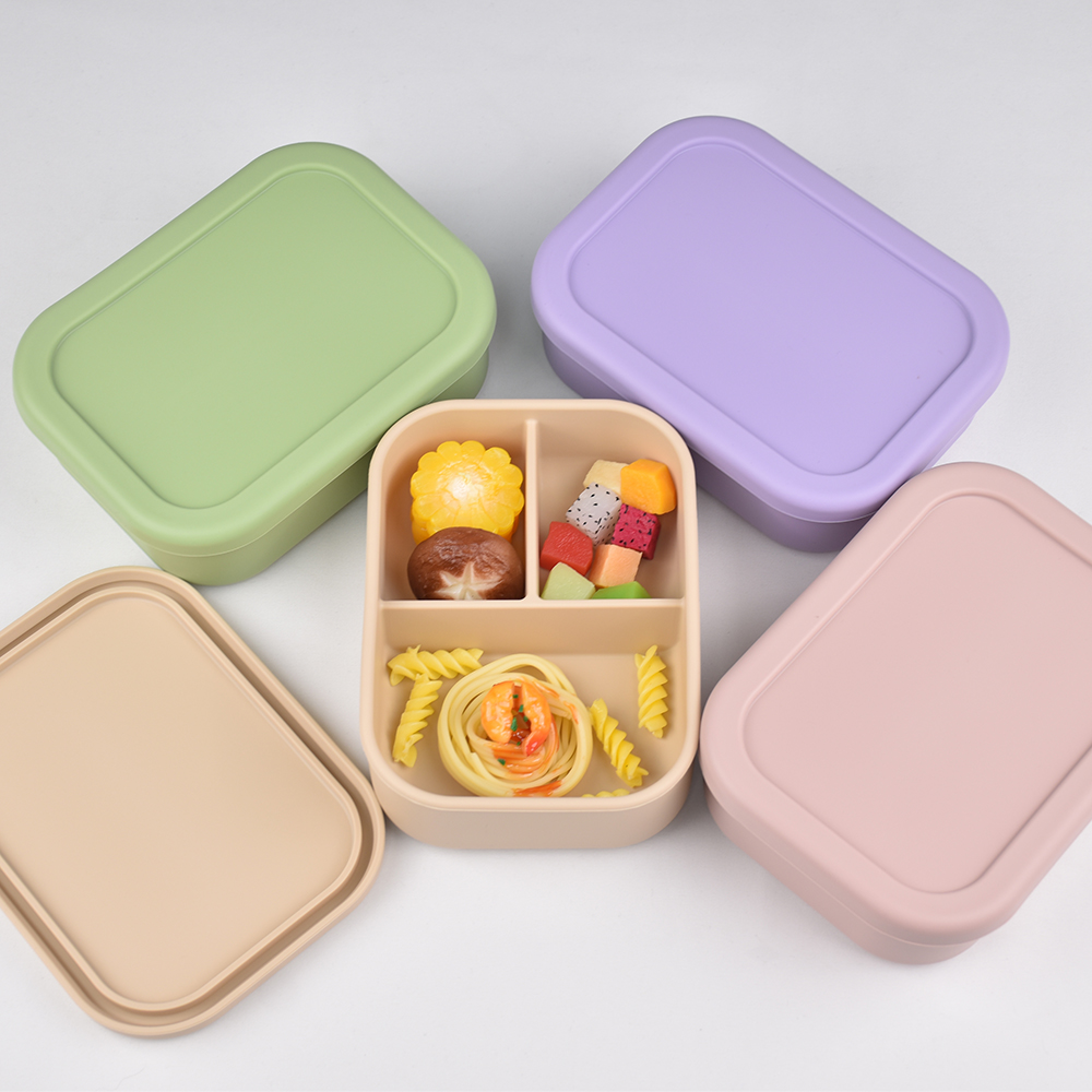 3つのコンパートメントに分かれた食品グレードシリコン製弁当箱 - Meal Prep List のレビューと価格