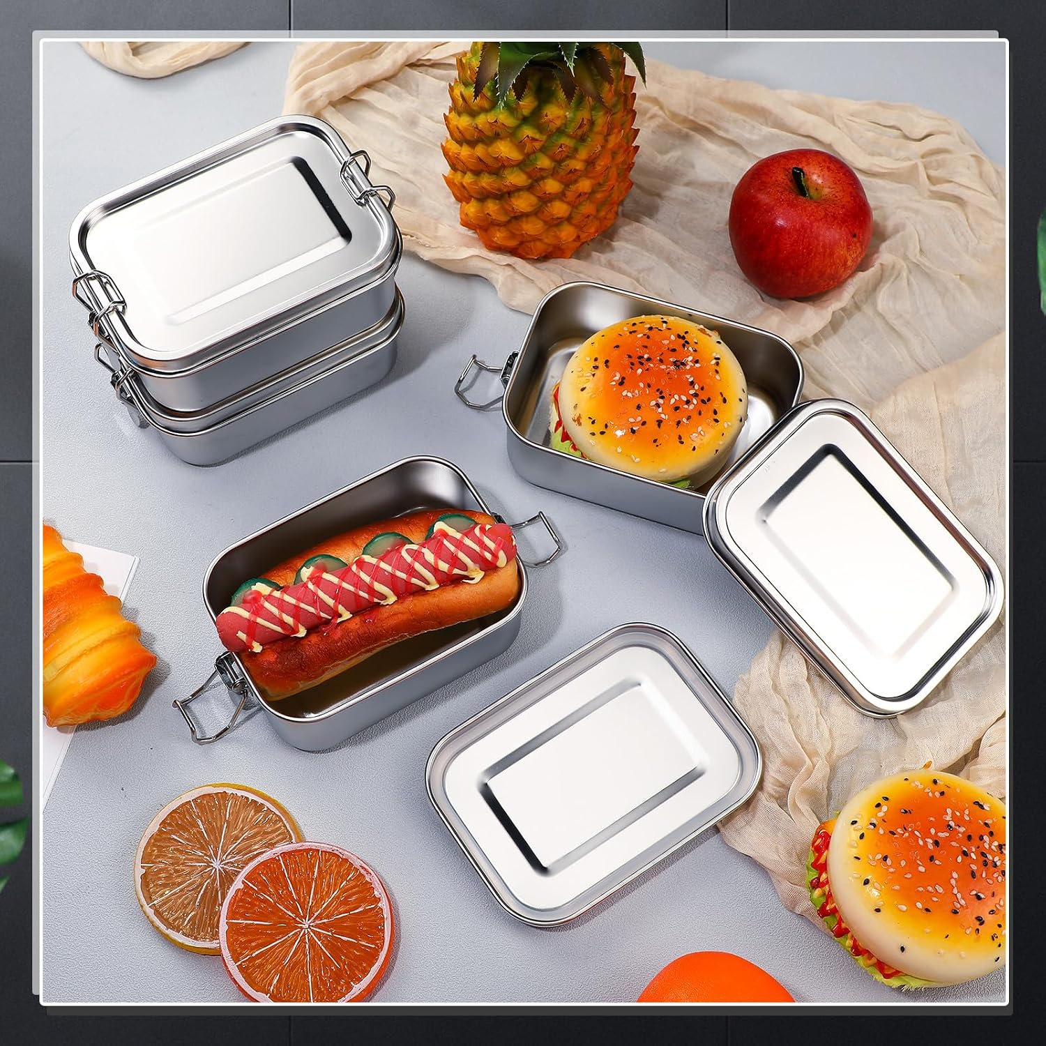 ステンレス製食品保存容器 蓋付き ランチボックス 冷蔵庫オー - Meal Prep List のレビューと価格