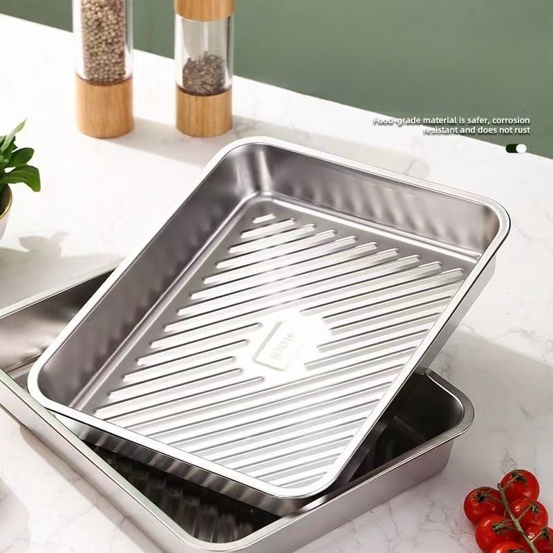 304 ステンレス鋼カバー餃子トレイ長方形サービング大皿蓋付 - Meal Prep Menu のレビューと価格