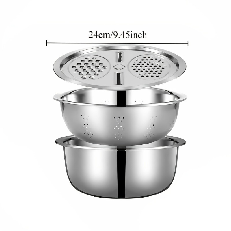 3個セット ステンレス製 キッチンザルセット 多機能水切り  - Meal Prep Chef のレビューと価格