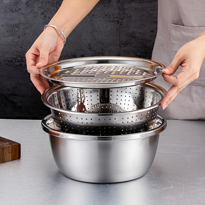 3個セット ステンレス製 キッチンザルセット 多機能水切り  - Meal Prep Chef のレビューと価格