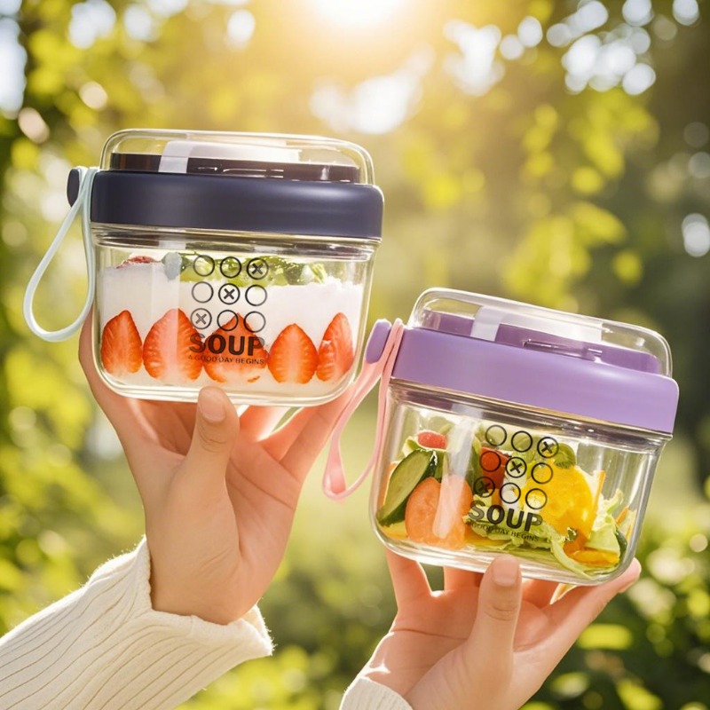 サラダカップ二層オートミールカップポータブル学生朝食カップヨ - Salad Container Jar のレビューと価格