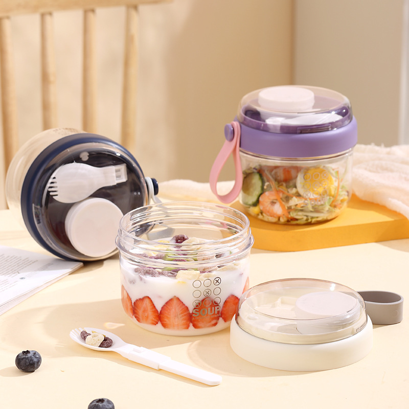 サラダカップ二層オートミールカップポータブル学生朝食カップヨ - Salad Container Jar のレビューと価格