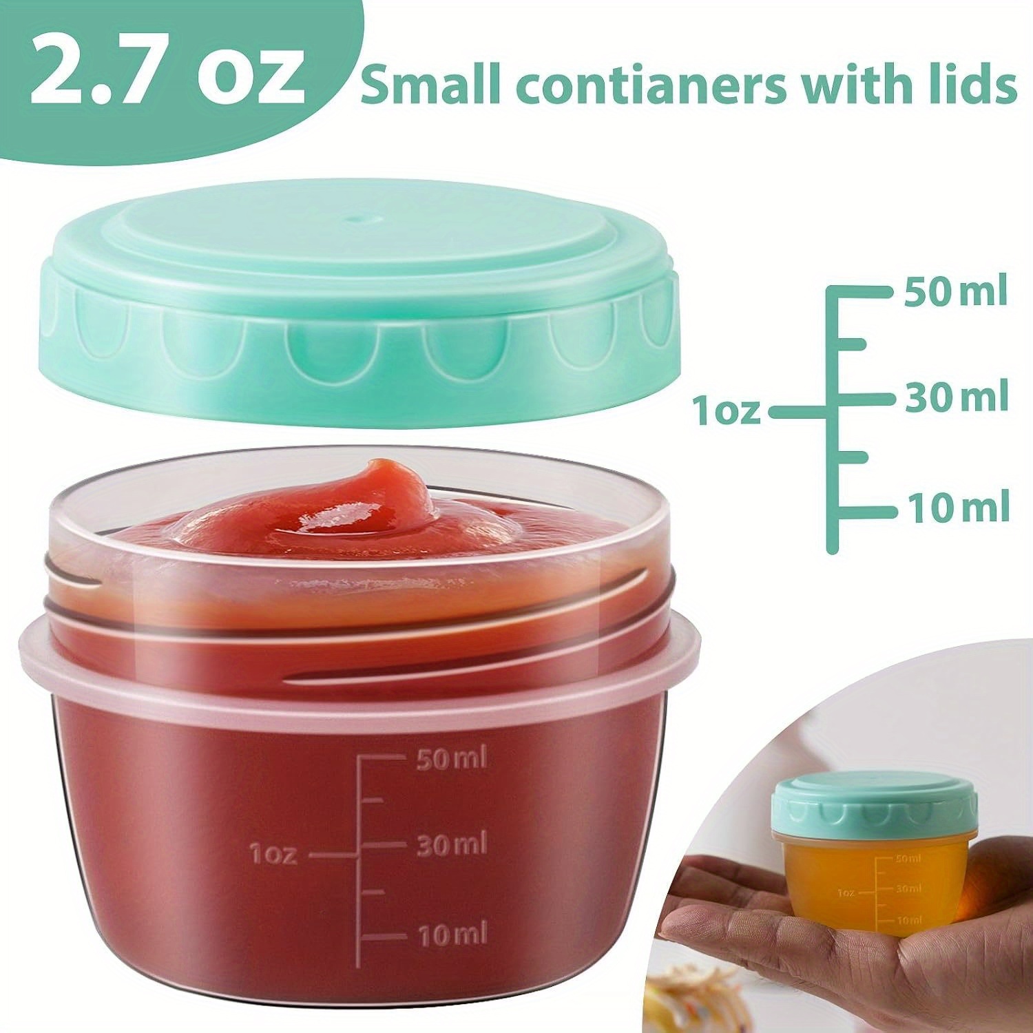 1-6パック 2.7オンス サラダドレッシング容器 蓋付き  - Salad Container Jar のレビューと価格