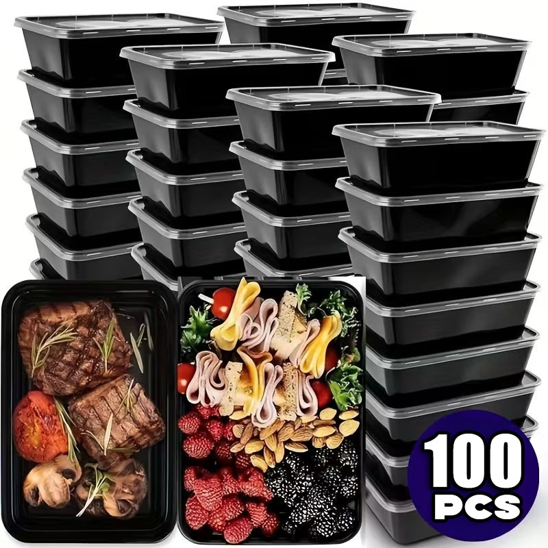 1-100 個黒色使い捨て食品容器プラスチックテイクアウトボ - Salad Container Jar のレビューと価格