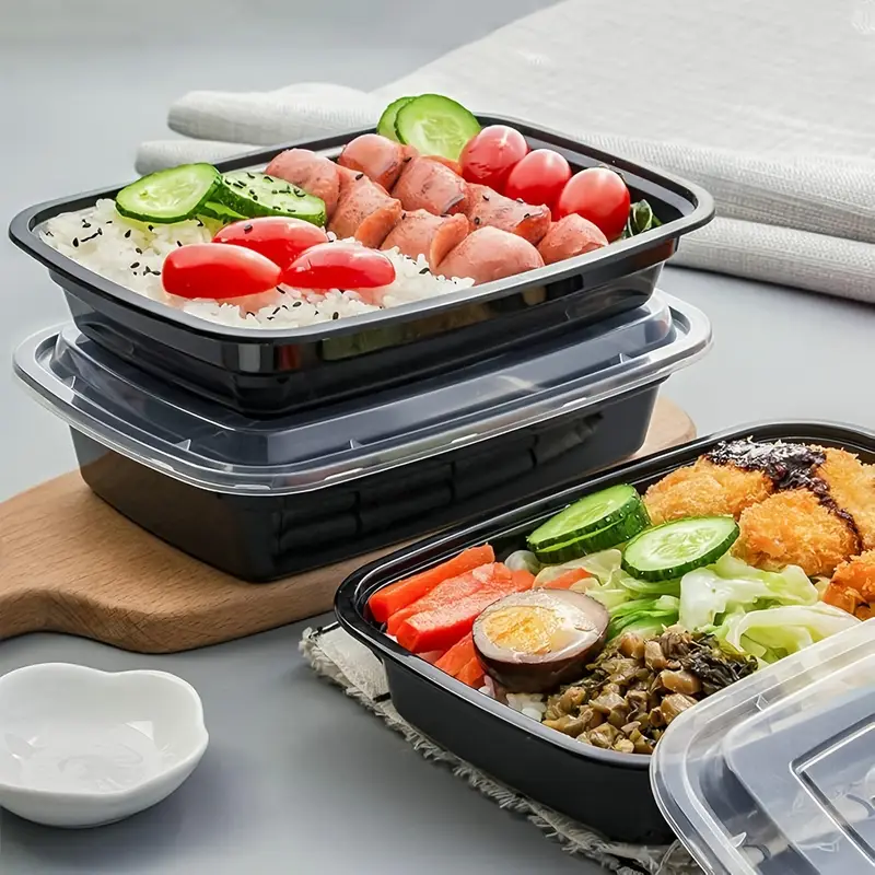 1-100 個黒色使い捨て食品容器プラスチックテイクアウトボ - Salad Container Jar のレビューと価格