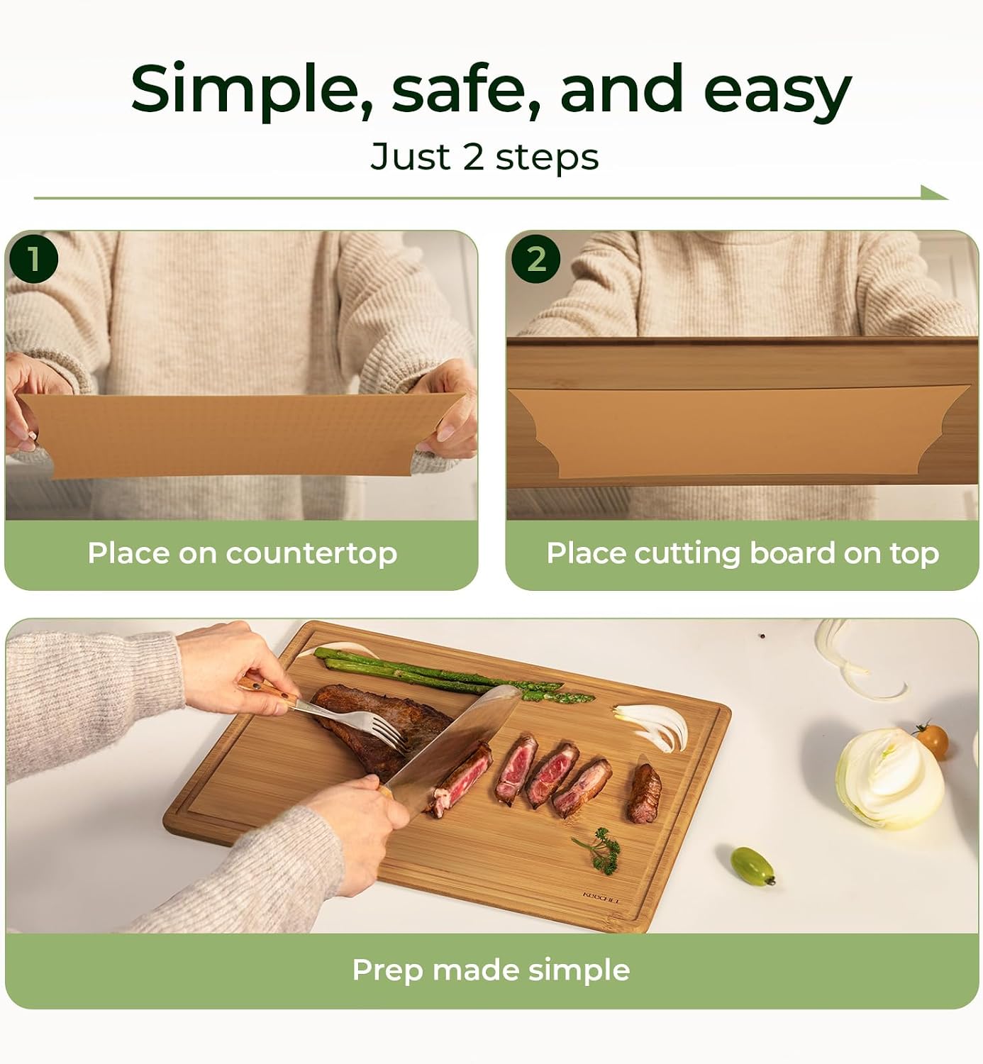 Keechee竹製カッティングボード（滑り止めマット付き）、 - Meal Prep Format のレビューと価格