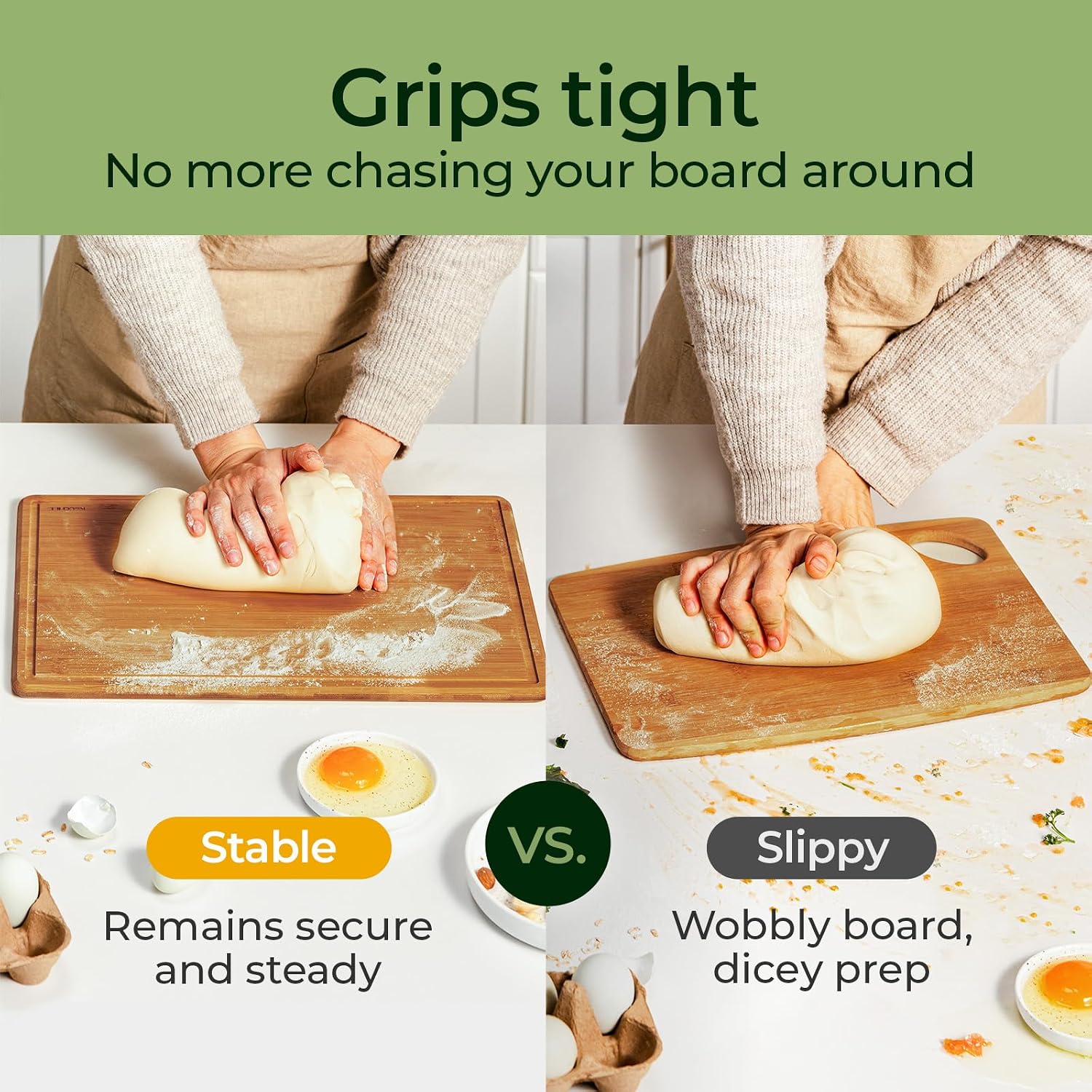Keechee竹製カッティングボード（滑り止めマット付き）、 - Meal Prep Format のレビューと価格
