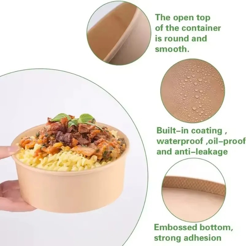 yes10/20個入り クラフト紙製丸型ボウル 使い捨てラン - Meal Prep Noodles のレビューと価格