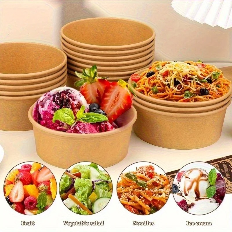 yes10/20個入り クラフト紙製丸型ボウル 使い捨てラン - Meal Prep Noodles のレビューと価格
