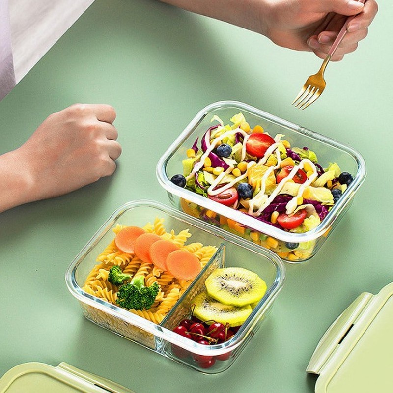 ホームキッチンミニマリストガラス製ランチボックス電子レンジ対 - Meal Prep Bowl のレビューと価格
