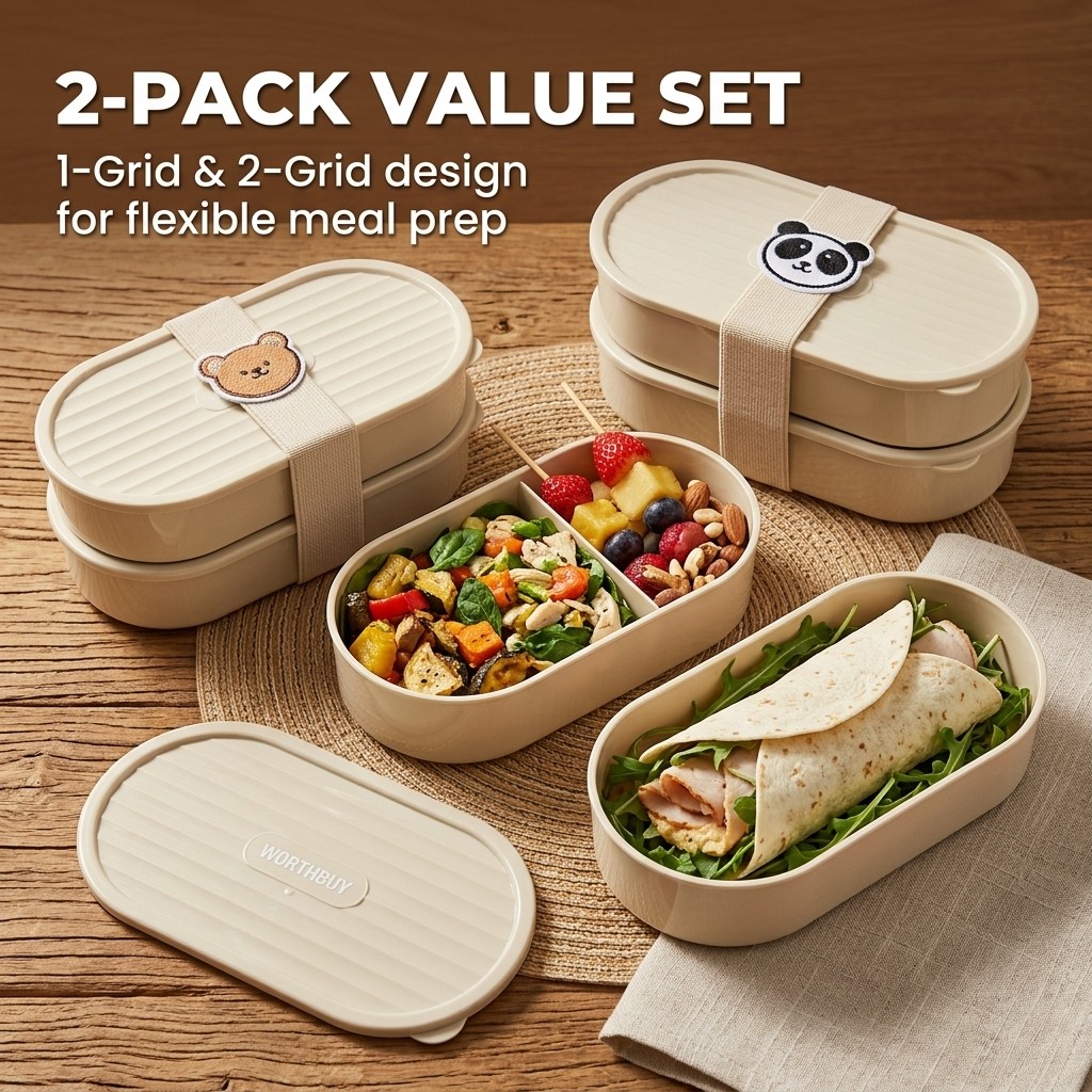 2 ピース/セット漫画キッズ弁当箱ストラップ付き楕円形プラス - Salad Container Jar のレビューと価格
