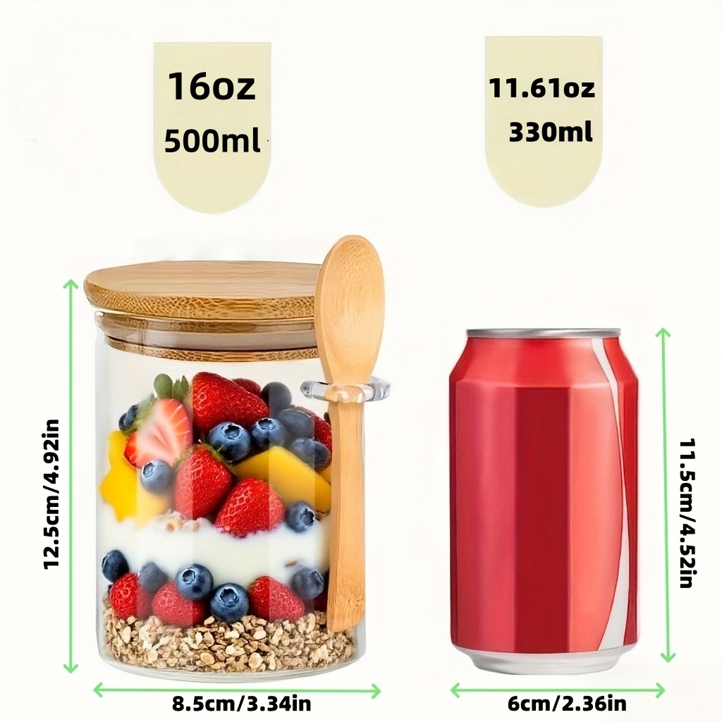 1/2/4/8個入りオートミールガラスカップセット、蓋とスプ - Salad Container Jar のレビューと価格