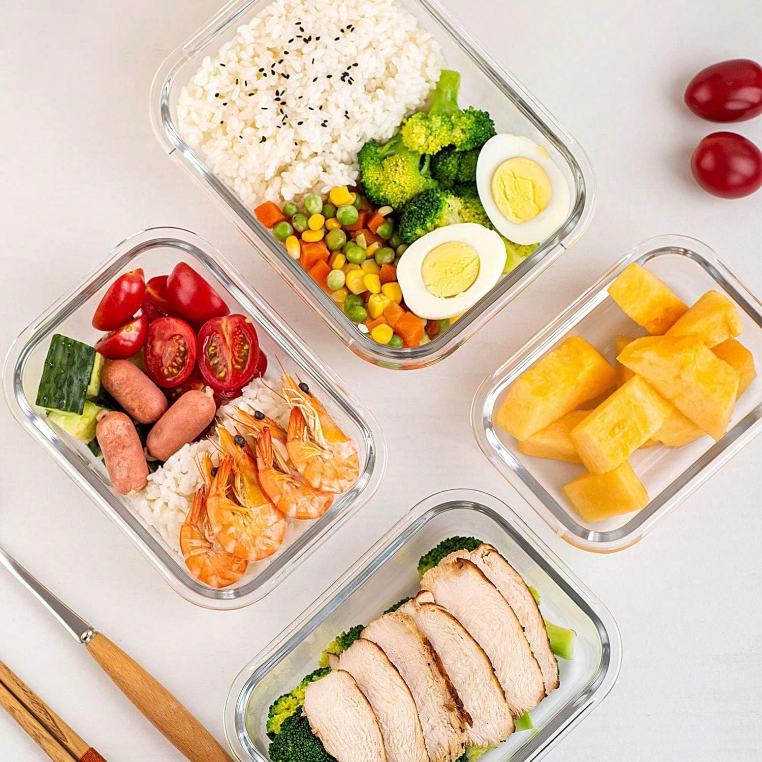 10個入りガラス製ミールプレップ容器、蓋付き食品保存容器、気 - Meal Prep List のレビューと価格