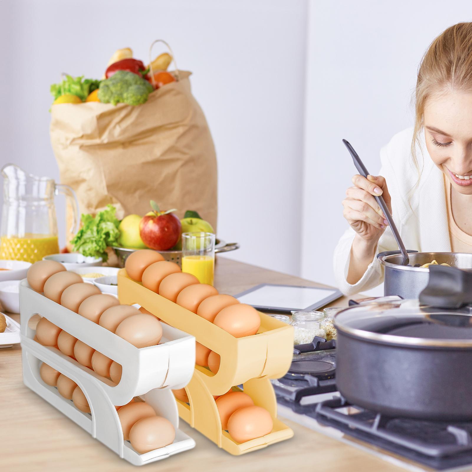 冷蔵庫用卵ディスペンサー 3段式自動回転卵ディスペンサーラッ - Meal Prep List のレビューと価格