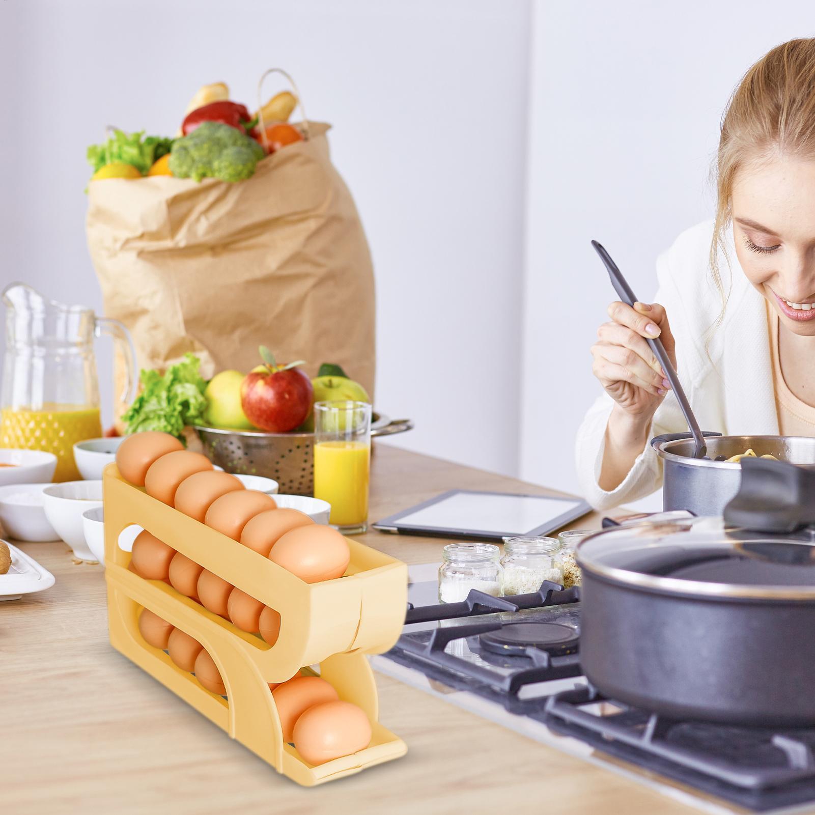 冷蔵庫用卵ディスペンサー 3段式自動回転卵ディスペンサーラッ - Meal Prep List のレビューと価格
