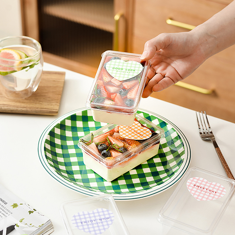 ふた付きの透明なデザートボックス,ヒンジ付きのプラスチック製 - Salad Container Jar のレビューと価格