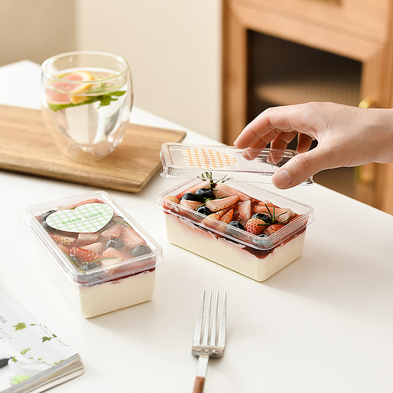 ふた付きの透明なデザートボックス,ヒンジ付きのプラスチック製 - Salad Container Jar のレビューと価格