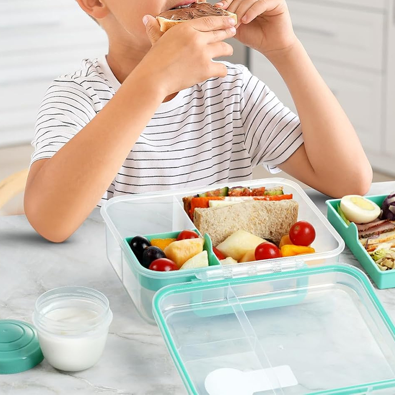4つのコンパートメントに分かれた漏れ防止弁当箱、取り外し可能 - Meal Prep Menu のレビューと価格
