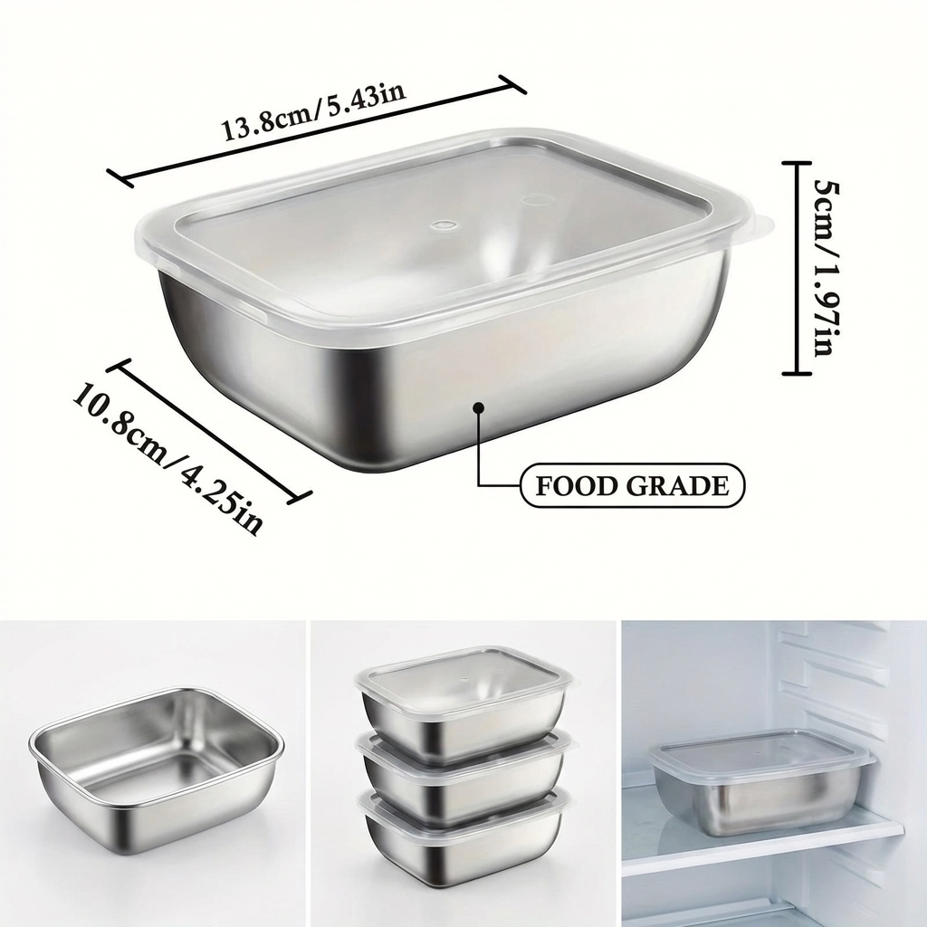 5個セット ステンレス製食品保存容器 積み重ね可能 ランチボ - Meal Prep List のレビューと価格