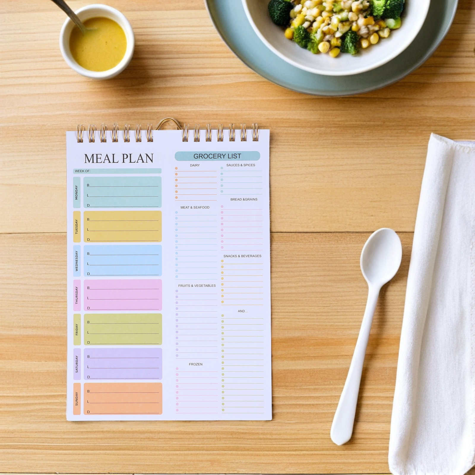 52枚綴り ウィークリーミールプランナーノート スパイラル綴 - Meal Prep Menu のレビューと価格