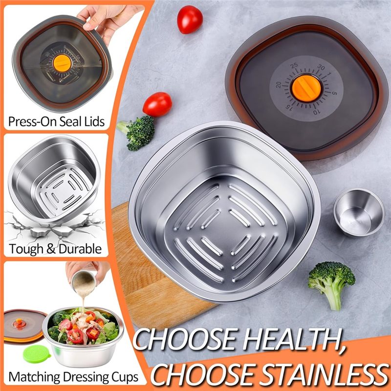 AB33-50オンス ステンレス製サラダボウル 漏れ防止蓋と - Meal Prep Bowl のレビューと価格