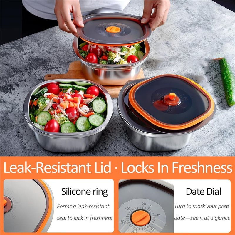 AB33-50オンス ステンレス製サラダボウル 漏れ防止蓋と - Meal Prep Bowl のレビューと価格