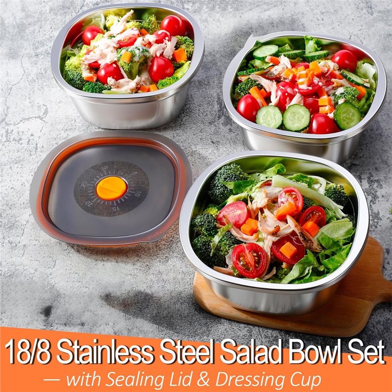 AB33-50オンス ステンレス製サラダボウル 漏れ防止蓋と - Meal Prep Bowl のレビューと価格