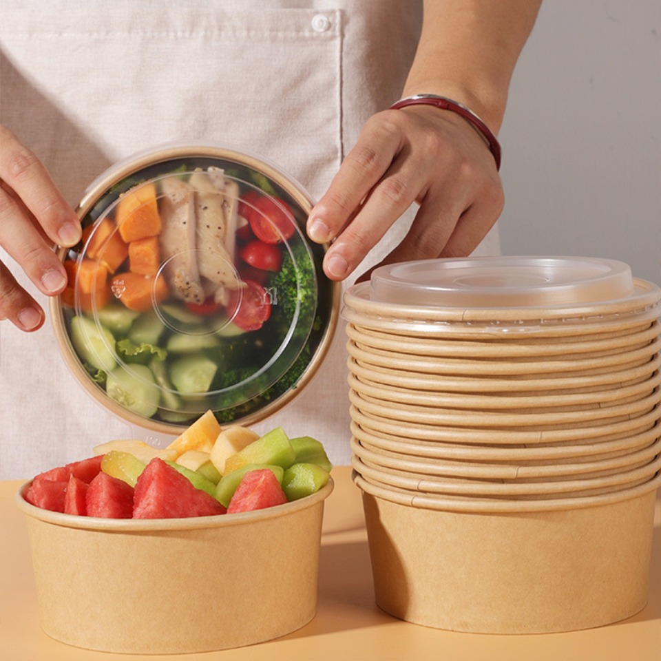 5/10/20 個クラフト紙ボウル蓋付き使い捨て丸型食品容器 - Meal Prep Noodles のレビューと価格