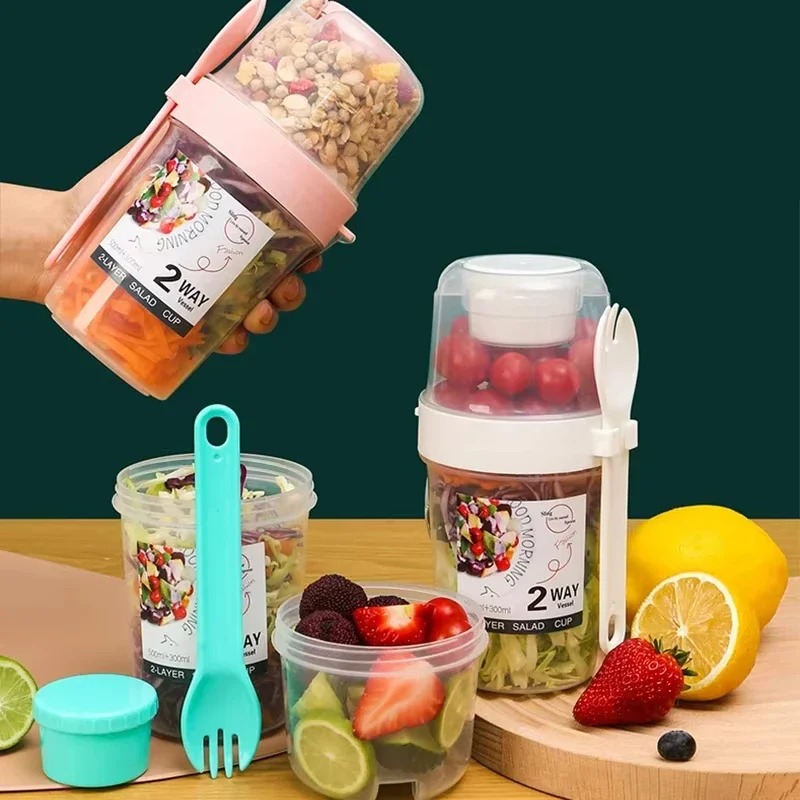 ポータブルサラダカップ ダブルオートミールカップ ヨーグルト - Salad Container Jar のレビューと価格