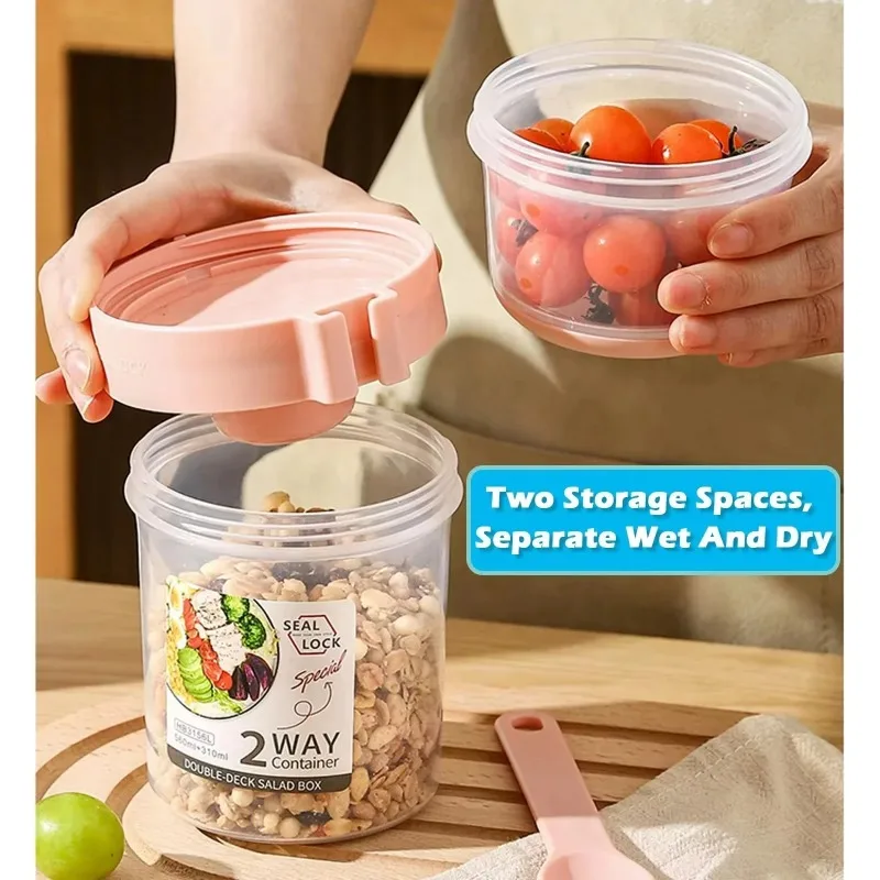 ポータブルサラダカップ ダブルオートミールカップ ヨーグルト - Salad Container Jar のレビューと価格