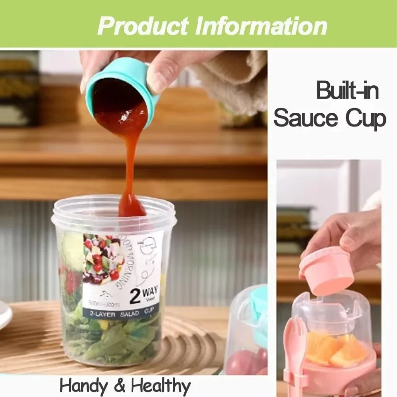 ポータブルサラダカップ ダブルオートミールカップ ヨーグルト - Salad Container Jar のレビューと価格