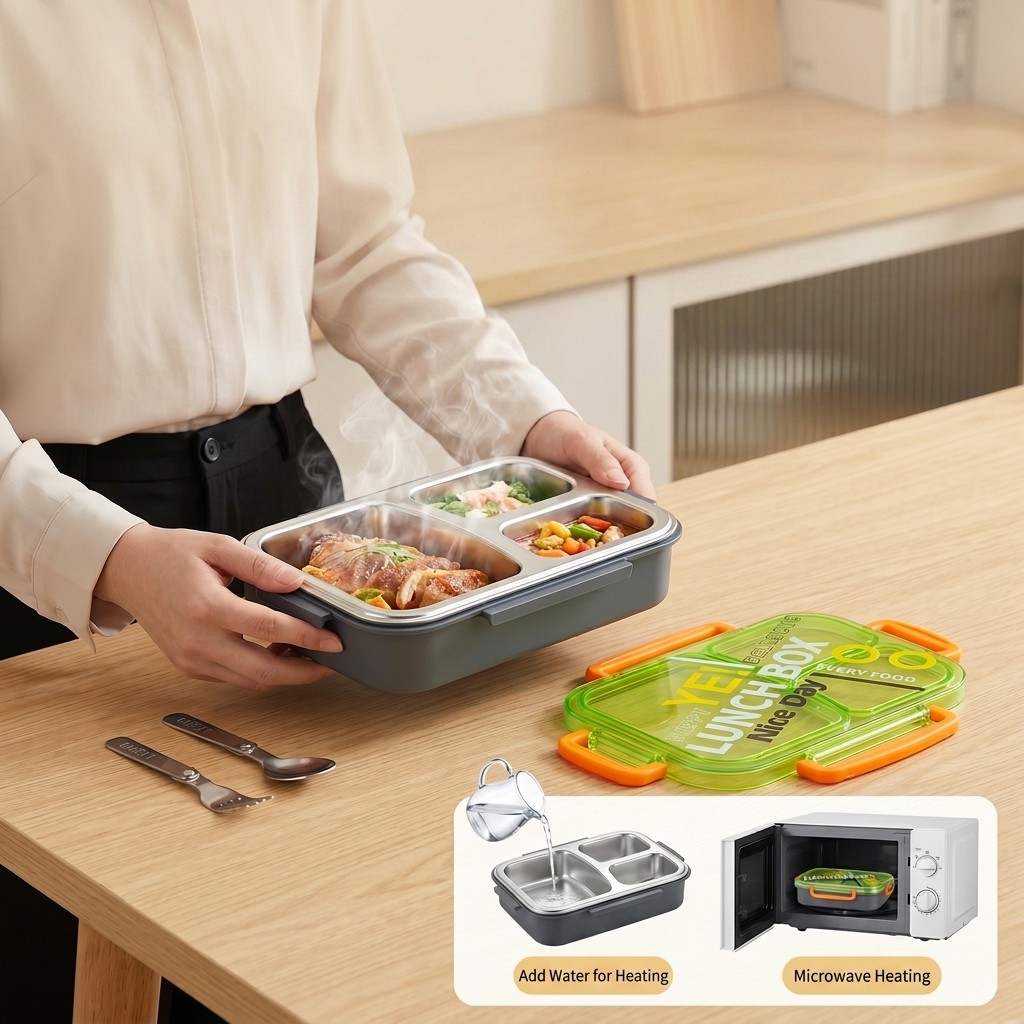 電子レンジ対応304ステンレス製弁当箱、仕切り付き食品保存容 - Meal Prep List のレビューと価格