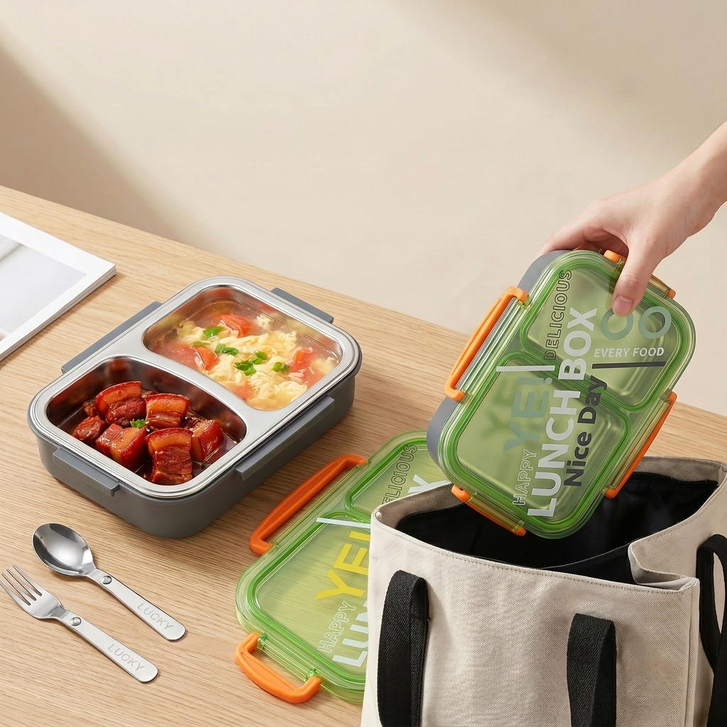 電子レンジ対応304ステンレス製弁当箱、仕切り付き食品保存容 - Meal Prep List のレビューと価格