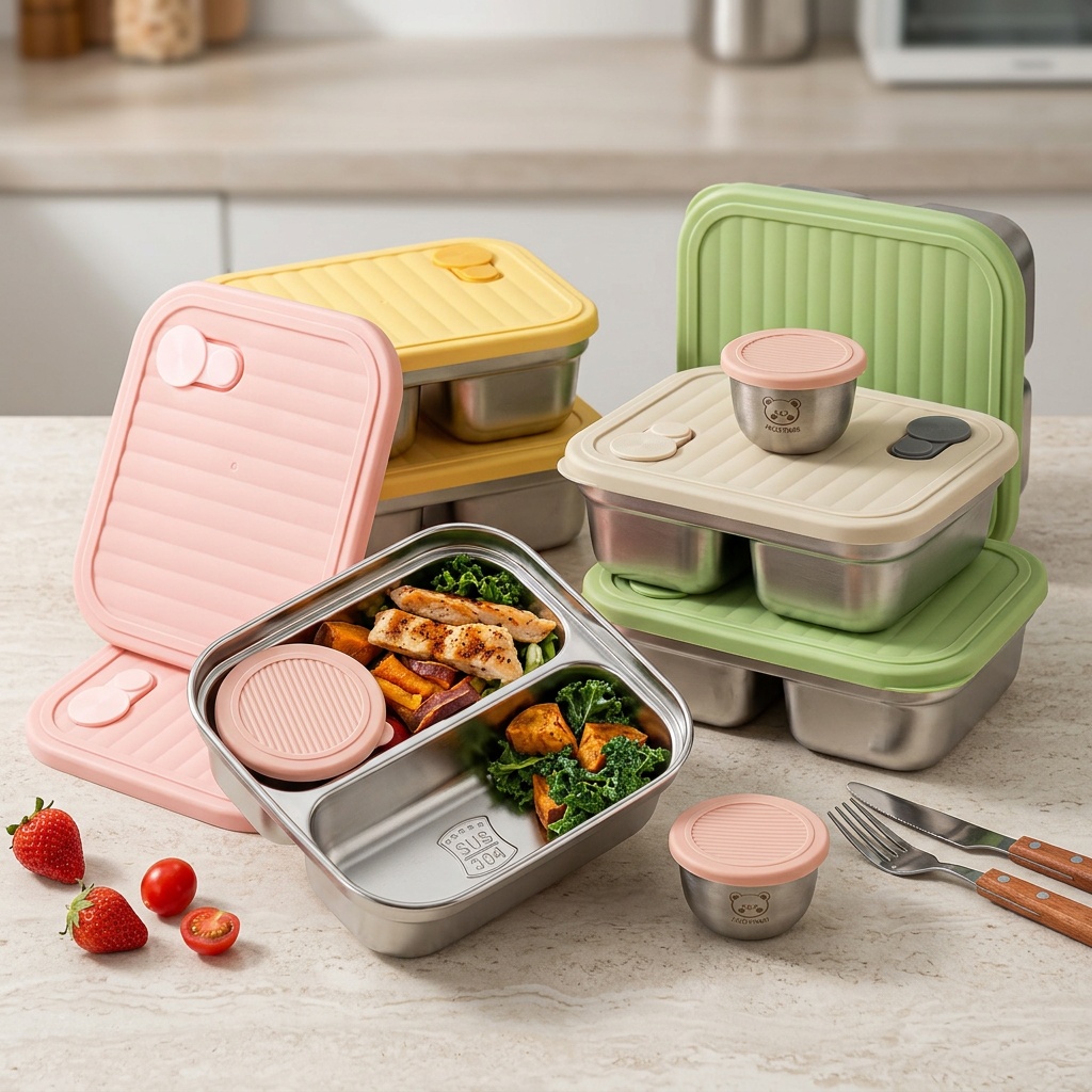 304ステンレス製ランチ容器、子供や学生向けの携帯用密閉ラン - Salad Container Jar のレビューと価格