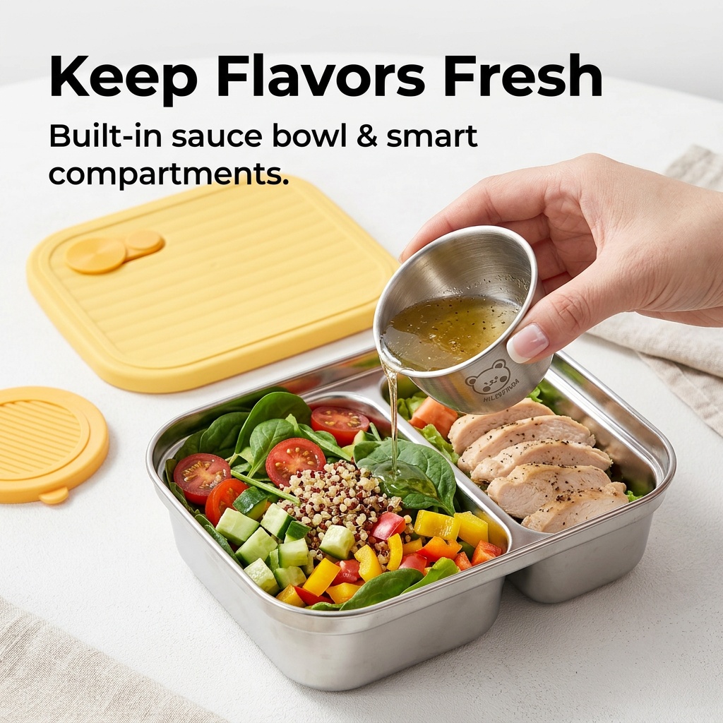 304ステンレス製ランチ容器、子供や学生向けの携帯用密閉ラン - Salad Container Jar のレビューと価格